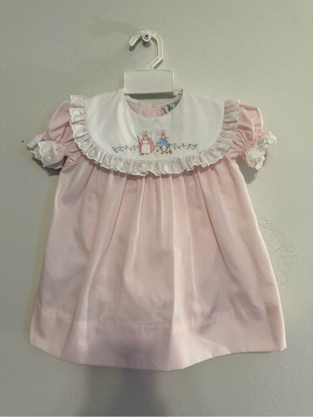 VTG Original Beatrix Potter Dress 5-9 Months Peter Pan Collar Embroidered Bunny